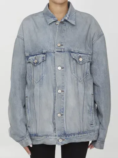 Balenciaga Oversized Denim Jacket In Outback Blue