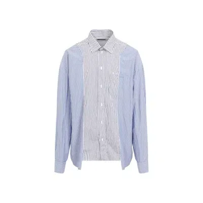 Balenciaga Patched Shirt In Blue