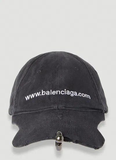 Balenciaga Pierced Website Baseball Cap In Black