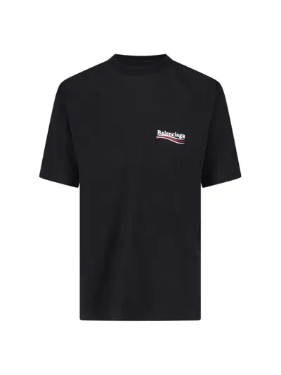 Balenciaga Men's Political Campaign Logo T-shirt In Black  