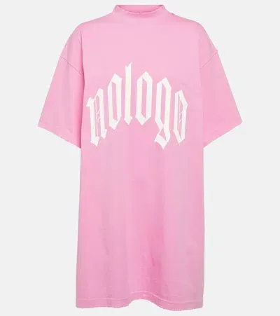 Balenciaga Printed Cotton Jersey T-shirt In Pink & Purple