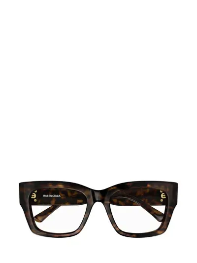 Balenciaga Rectangle Frame Glasses In 007 Havana Havana Transpa