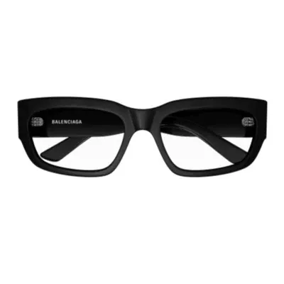 Balenciaga Rectangular Frame Glasses In 001 Black Black Transpare