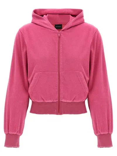 Balenciaga Rhinestone Logo Hoodie In Pink