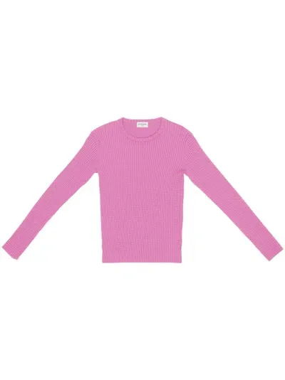 Balenciaga Round-neck Waffle-knit Jumper In Pink