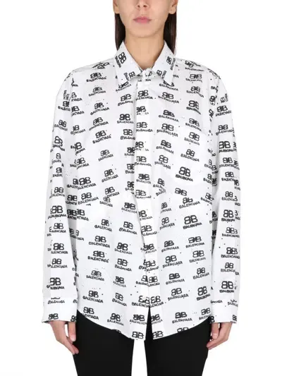 Balenciaga Shirt Swing Hand Drawn Bb Icon In White