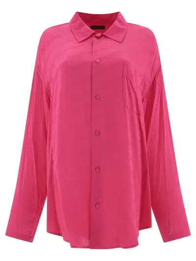 Balenciaga Shirt With Jacquard Logo In Pink