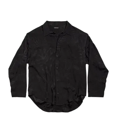 Balenciaga Silk Foliage Pattern Shirt In Black