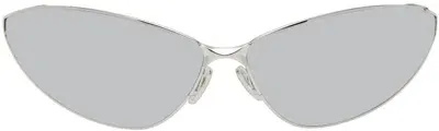 Balenciaga Silver Razor Cat Sunglasses In 001 Silver