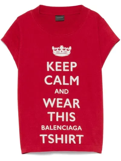 Balenciaga Slogan-print T-shirt In Red