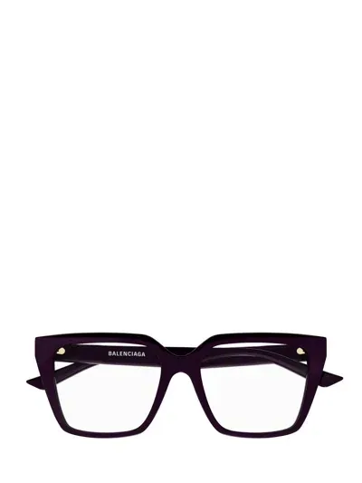 Balenciaga Square Frame Glasses In 009 Violet Violet Transpa