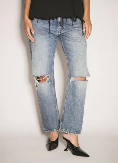 Balenciaga Straight Distressed Jeans In Blue