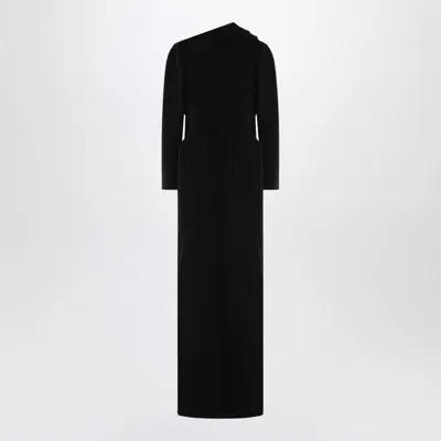 Balenciaga Backless Stretch Crepe Maxi Cape Dress In Black