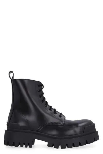 Balenciaga Military Style Ankle Boots In Black