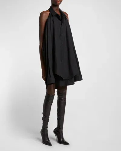 Balenciaga Suspended Poplin Shirtdress In Black