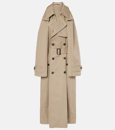 Balenciaga Suspended Trench Cotton Twill Midi Dress In Beige