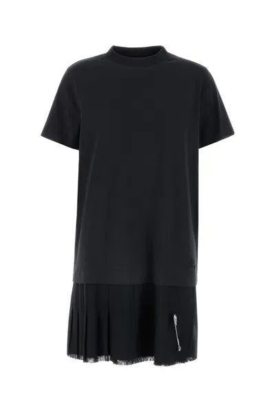 Balenciaga Layered T-shirt Style Dress In Black