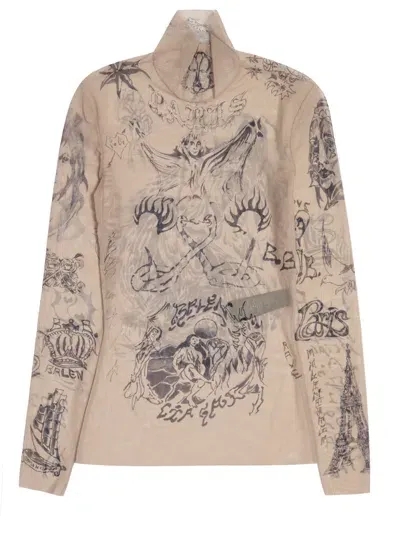 Balenciaga Tattoo Top In Light Beige