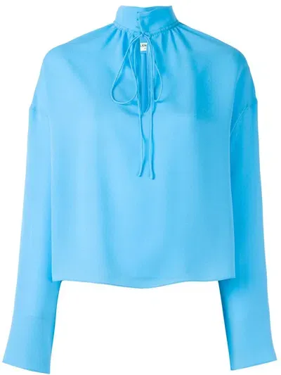 Balenciaga Tied Collar Top In Blue