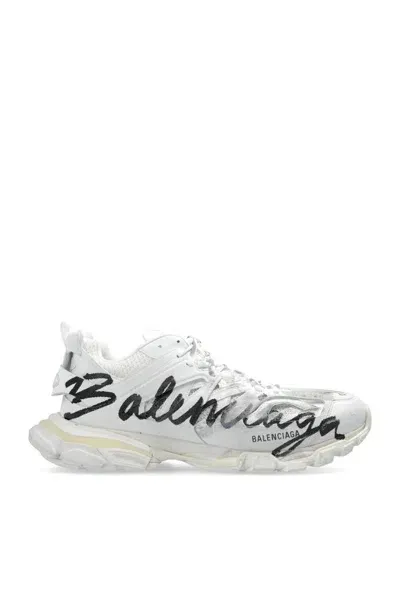 Balenciaga Track Signature Sneakers In White