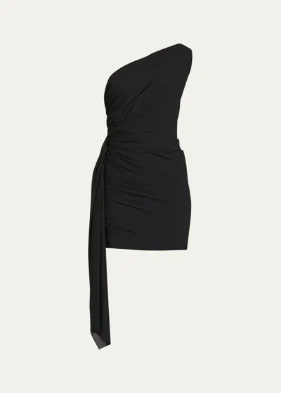 Balenciaga Twisted One-shoulder Mini Dress In Black