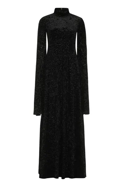 Balenciaga Velvet Maxi Dress In Black