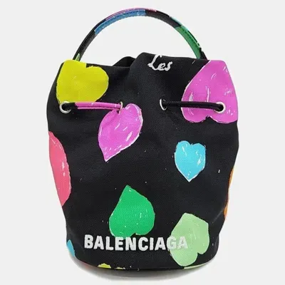 Pre-owned Balenciaga Wheel Drawstring Bucket Bag In Black