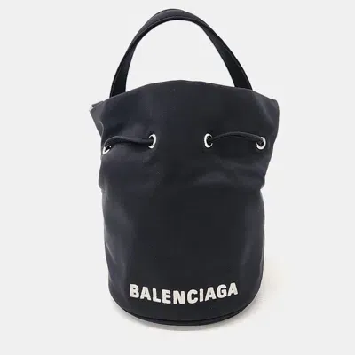 Pre-owned Balenciaga Wheel Drawstring Bucket Bag Xs In Black