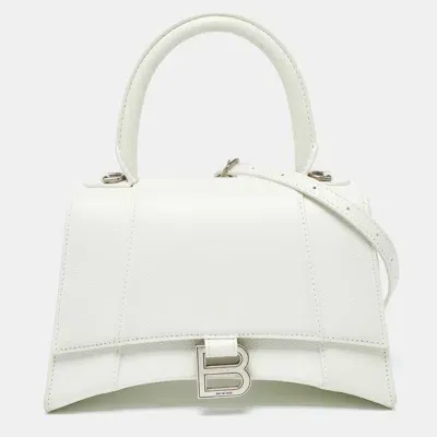 Pre-owned Balenciaga White Leather Small Hourglass Box Top Handle Bag