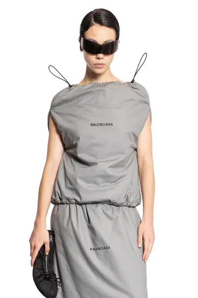 Balenciaga Woman Grey Tops In Gray