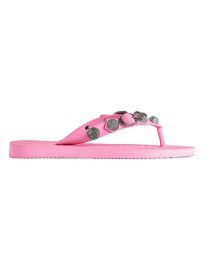 Balenciaga Cagole Studded Flip Flop Sandals In Light Pink