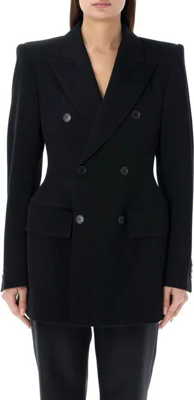 Balenciaga Hourglass Double Breasted Blazer In Black