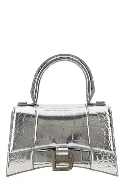 Balenciaga Silver Hourglass Xs Satchel Bag