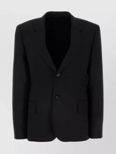 Balenciaga Wool Blazer With Button Cuffs And Flap Pockets In Black