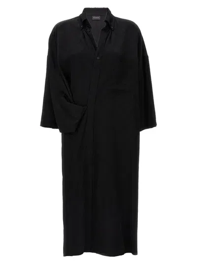 Balenciaga Wrap Blouse Dresses In Black