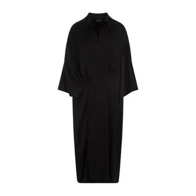 Balenciaga Wrap Midi Dress In Black