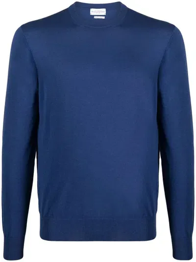 Ballantyne Fine-knit Crew-neck Jumper In Blue