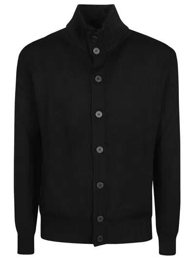 Ballantyne Fine-ribbed Wool Cardigan In Black