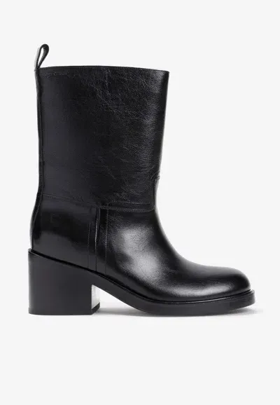 Bally 65 Mid-calf Leather Boots In Black