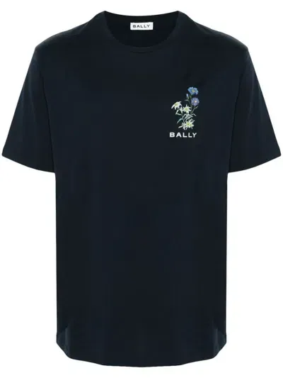 Bally Logo-print Organic Cotton T-shirt In Blue