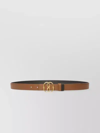 Bally Emblem 25mm Belt In Brown Leather In Cuoio,nero