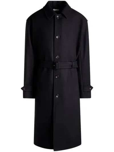 Bally Logo-appliqué Coat In Blue