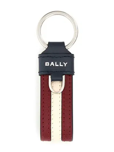 Bally Logo-print Leather Keyring In Black