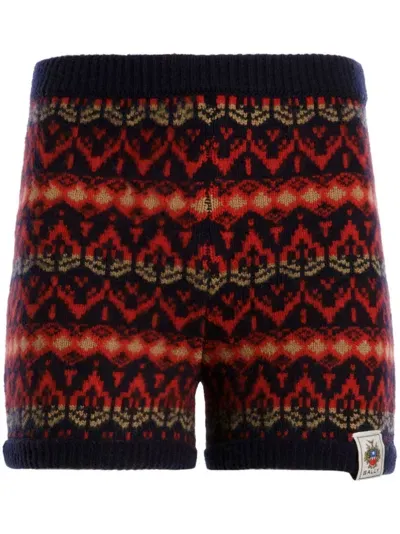 Bally Patterned Intarsia-knit Wool Shorts In Black