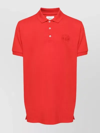 Bally Logo-embroidered Organic Cotton Polo Shirt In Red