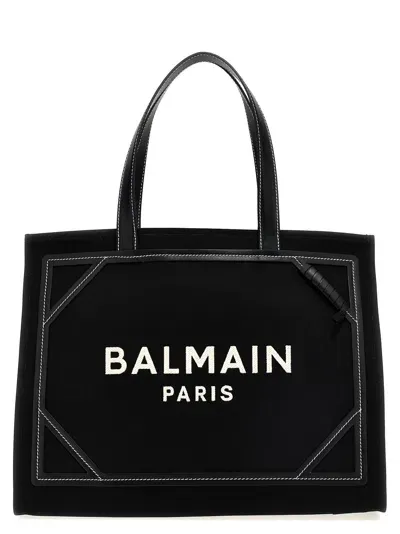 Balmain B-army Monogram Canvas Tote Bag In White