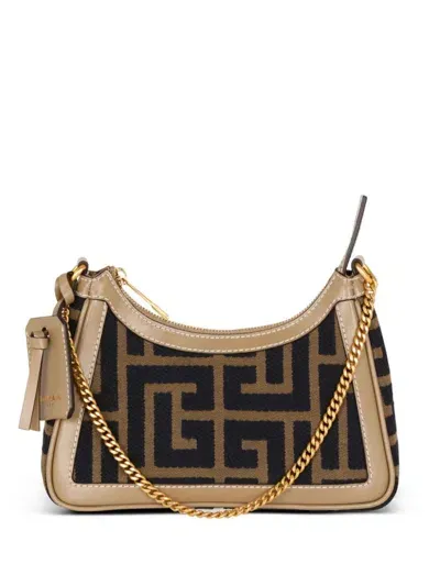 Balmain B-army Pb Labyrinth Jacquard Crossbody Bag In Black