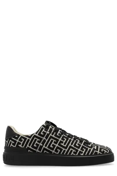 Balmain B-court Monogram Low Top Sneaker In Black