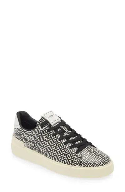 Balmain B-court Sneaker In Eab Black/white