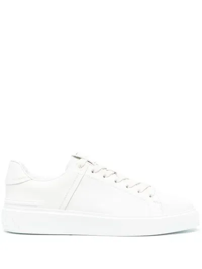 Balmain B-court Leather Sneakers In White